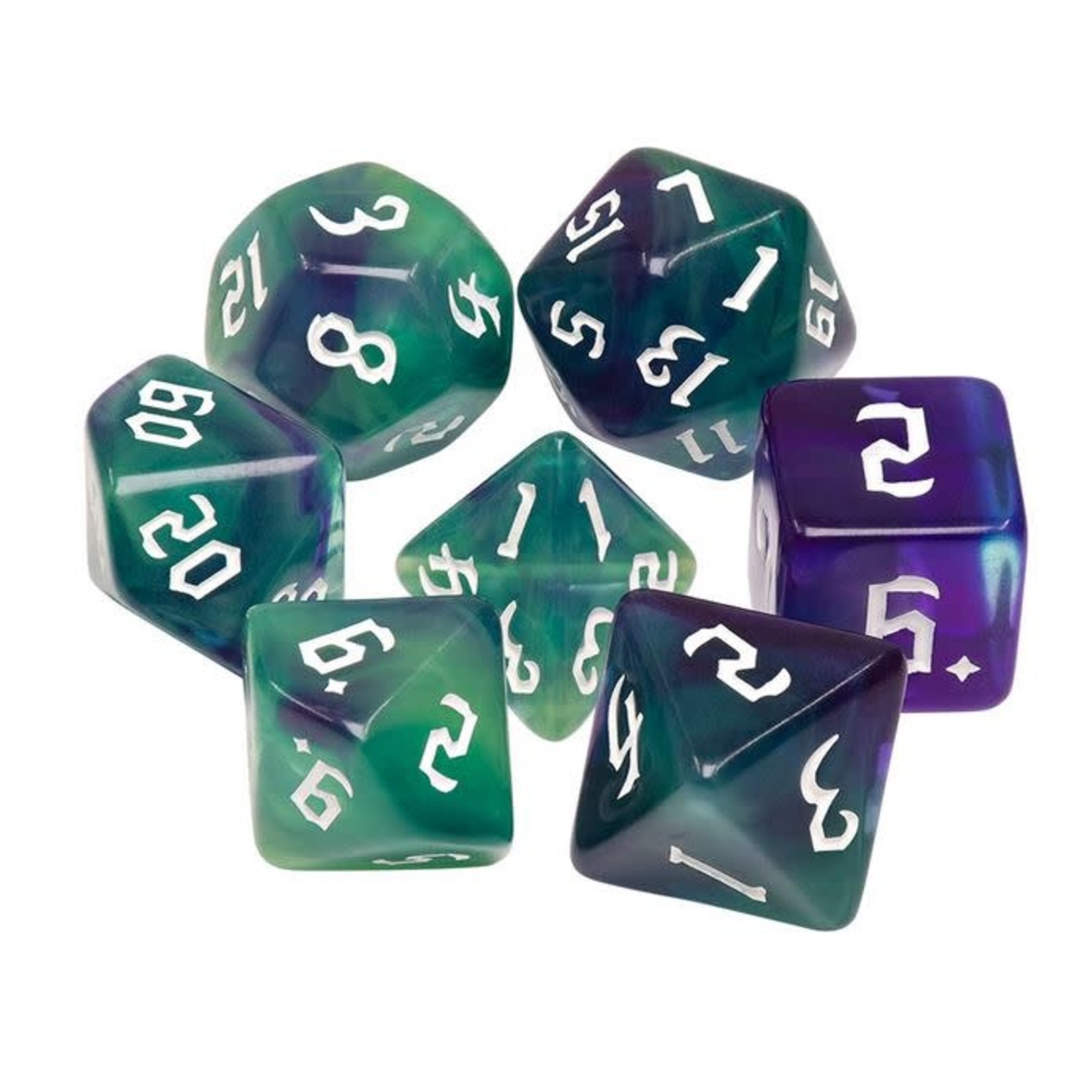 HD Blend Color Dice: Green Goblins | 7 Die Acrylic Polyhedral Set