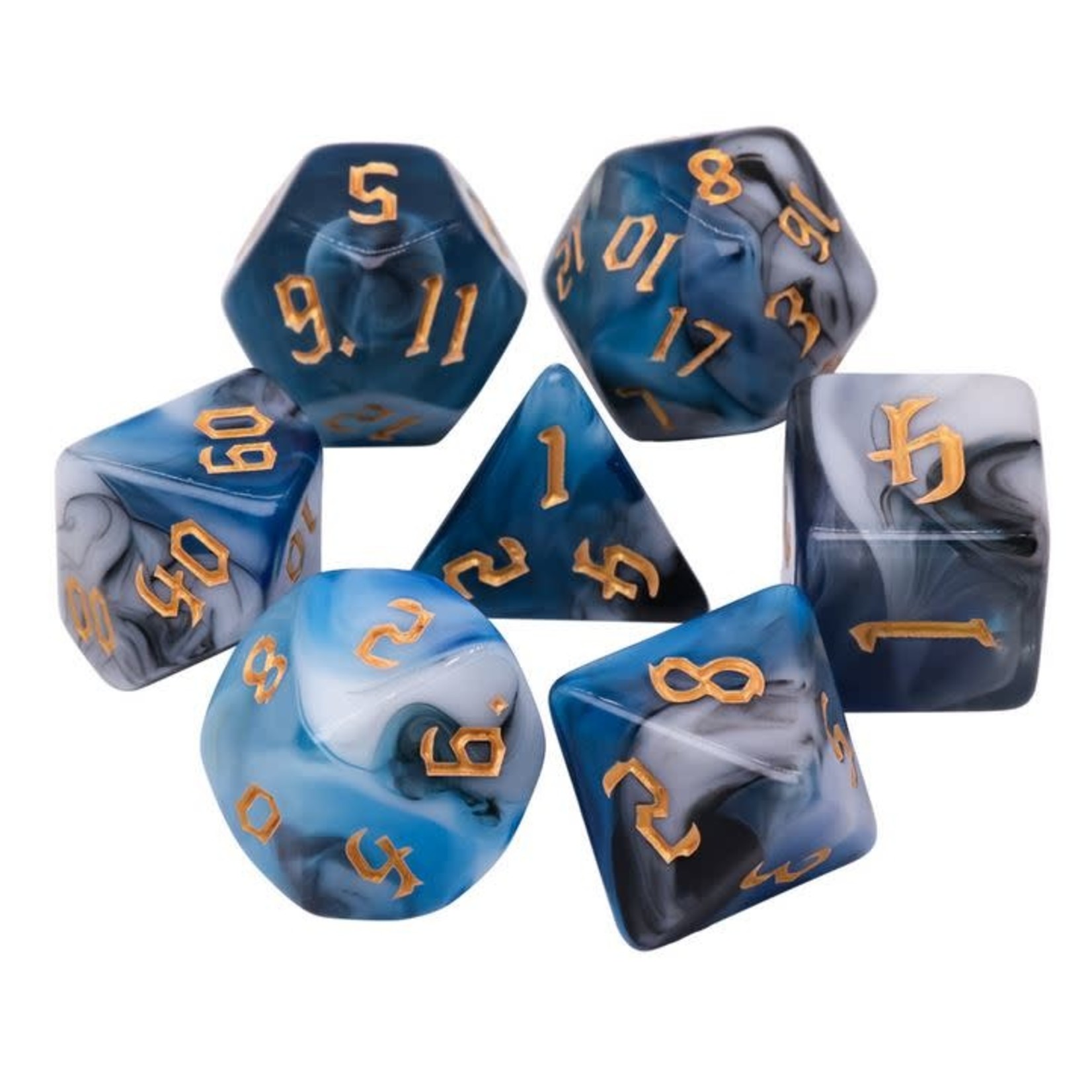 HD Blend Color Dice: Blue Warrior | 7 Die Acrylic Polyhedral Set