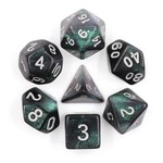 HD Aurora Dice: Everclear with White Font | 7 Die Acrylic Polyhedral Set