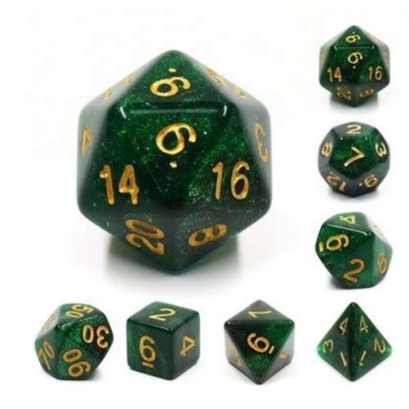 HD Aurora Dice: Green Galaxy | 7 Die Acrylic Polyhedral Set