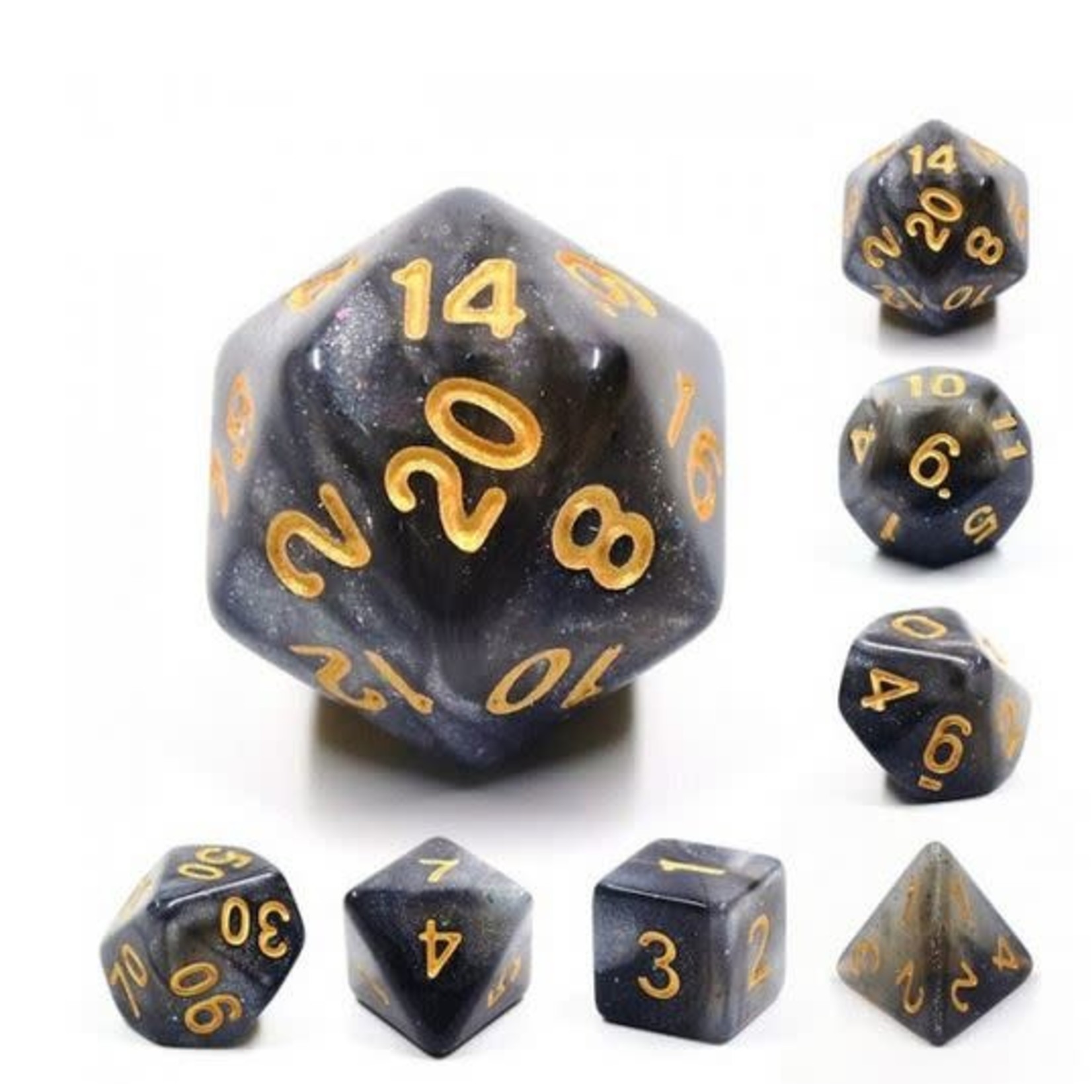 HD Aurora Dice: Silver Sparkle | 7 Die Acrylic Polyhedral Set