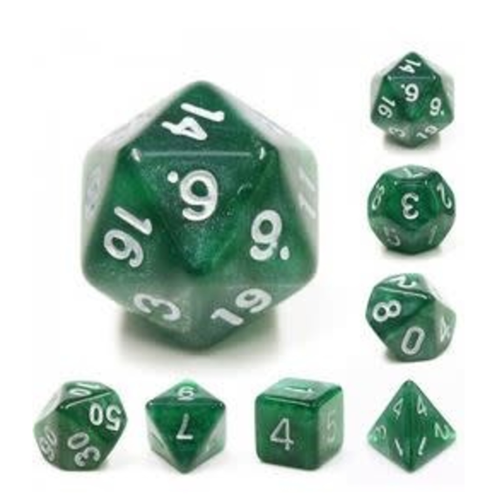 HD Aurora Dice: Dark Forest with Silver Font | 7 Die Acrylic Polyhedral Set