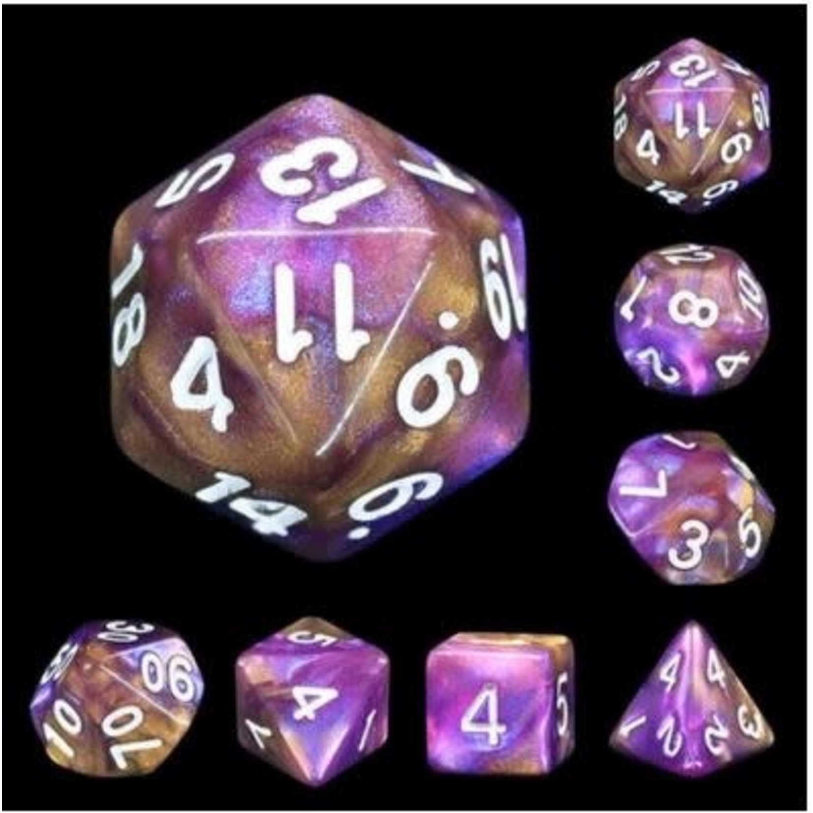 HD Aurora Dice: Royal Purple | 7 Die Acrylic Polyhedral Set