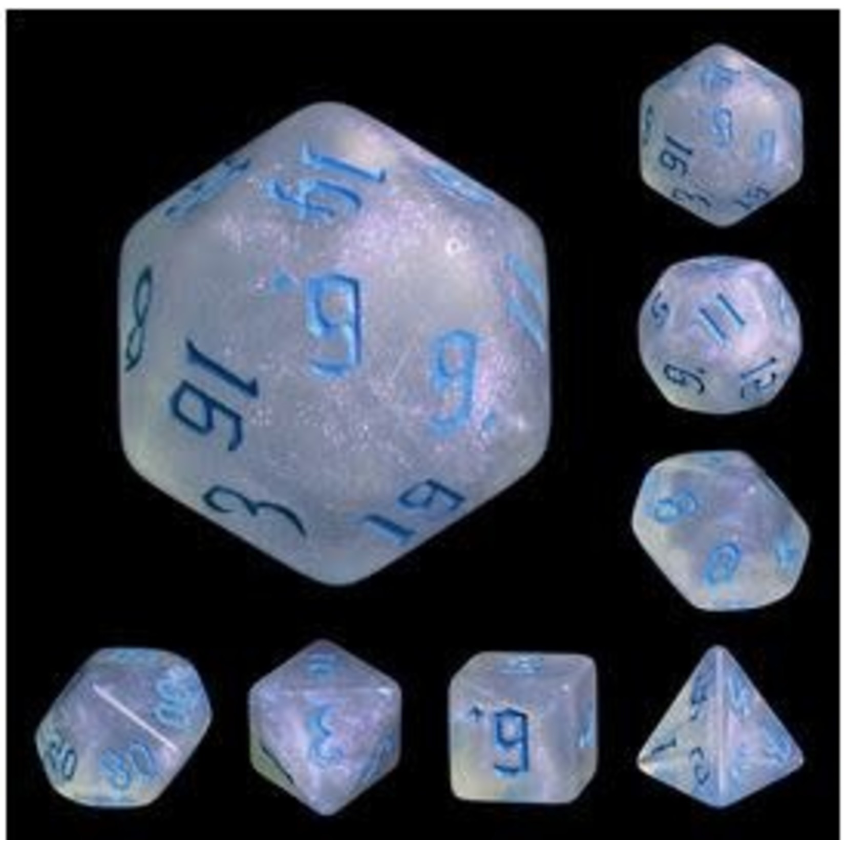 HD Aurora Dice: The Chaos with Blue Font | 7 Die Acrylic Polyhedral Set