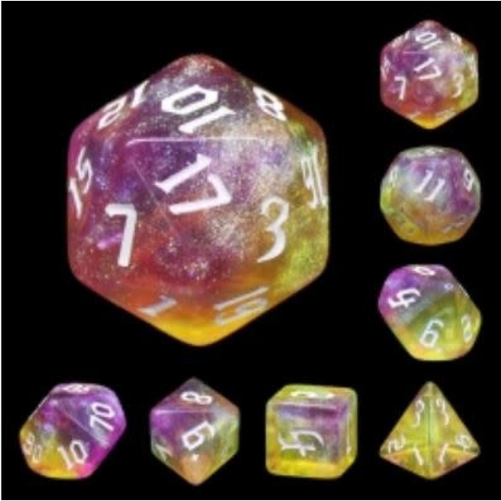 HD Aurora Dice: Golden Faith | 7 Die Acrylic Polyhedral Set