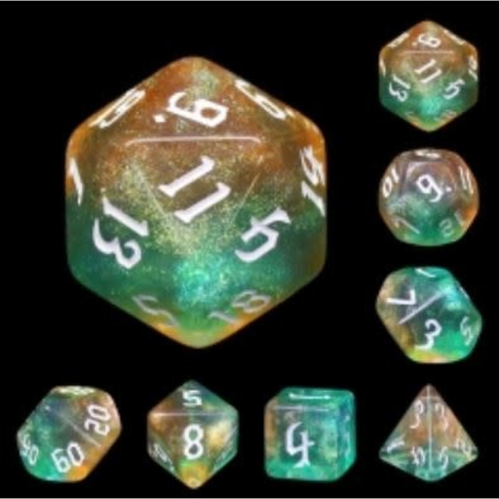 HD Aurora Dice: Tranquil World | 7 Die Acrylic Polyhedral Set