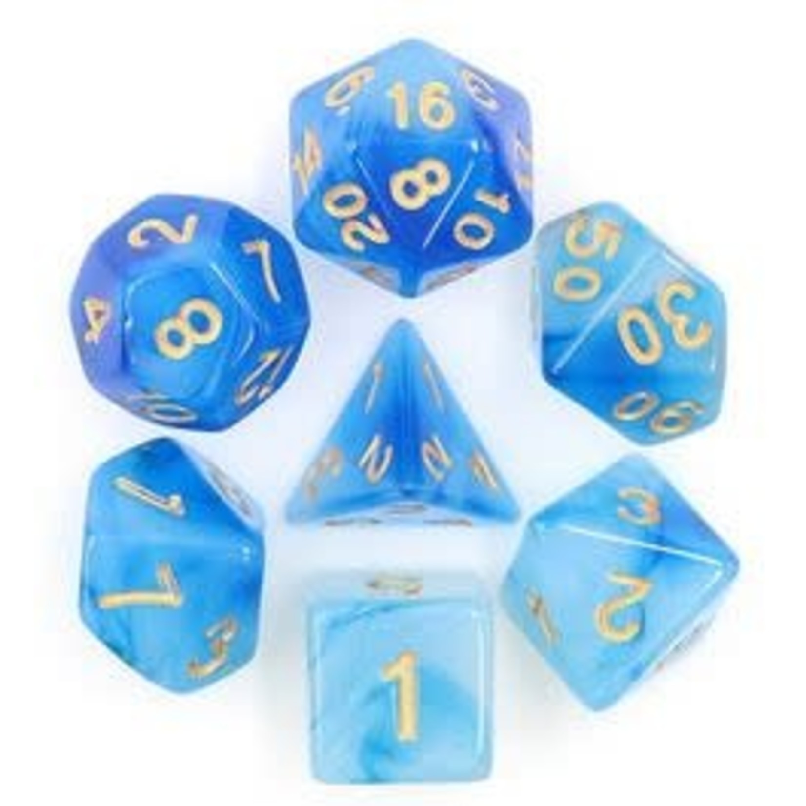 HD Milky Dice: Blue | 7 Die Acrylic Polyhedral Set