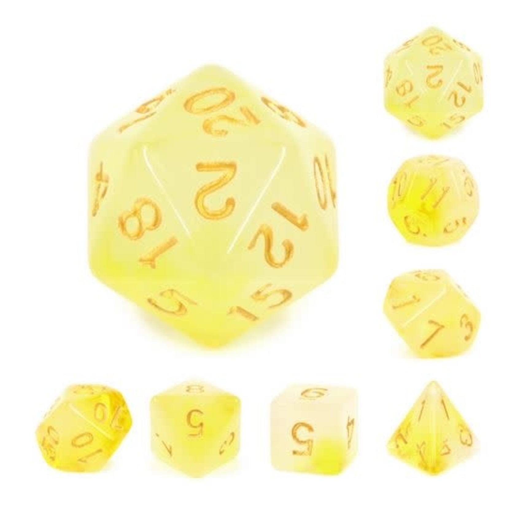 HD Milky Dice: Yellow | 7 Die Acrylic Polyhedral Set