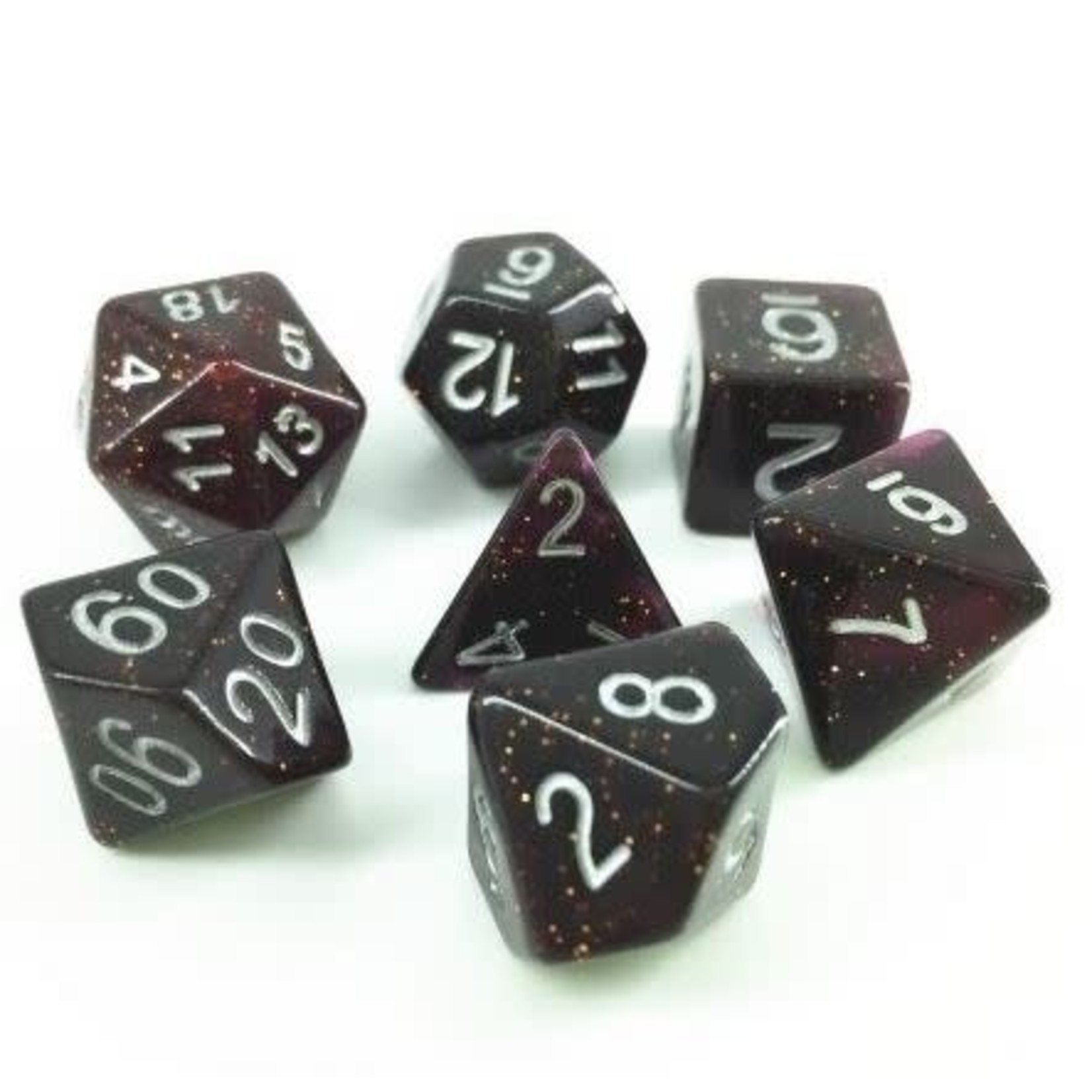 HD Glitter Dice: Purple | 7 Die Resin Polyhedral Set