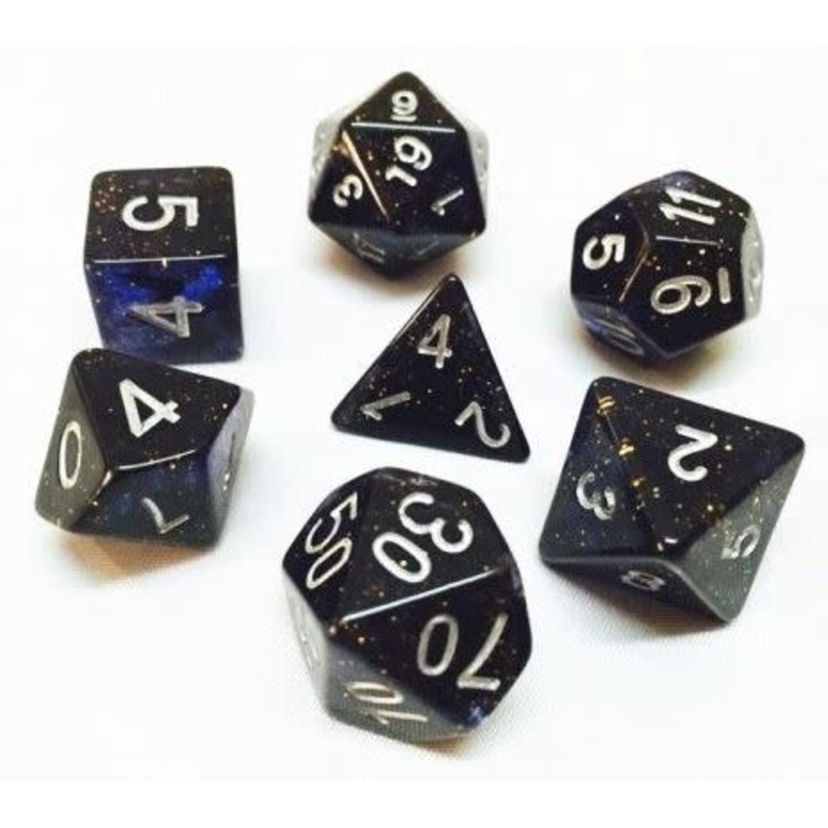 HD Glitter Dice: Blue | 7 Die Resin Polyhedral Set