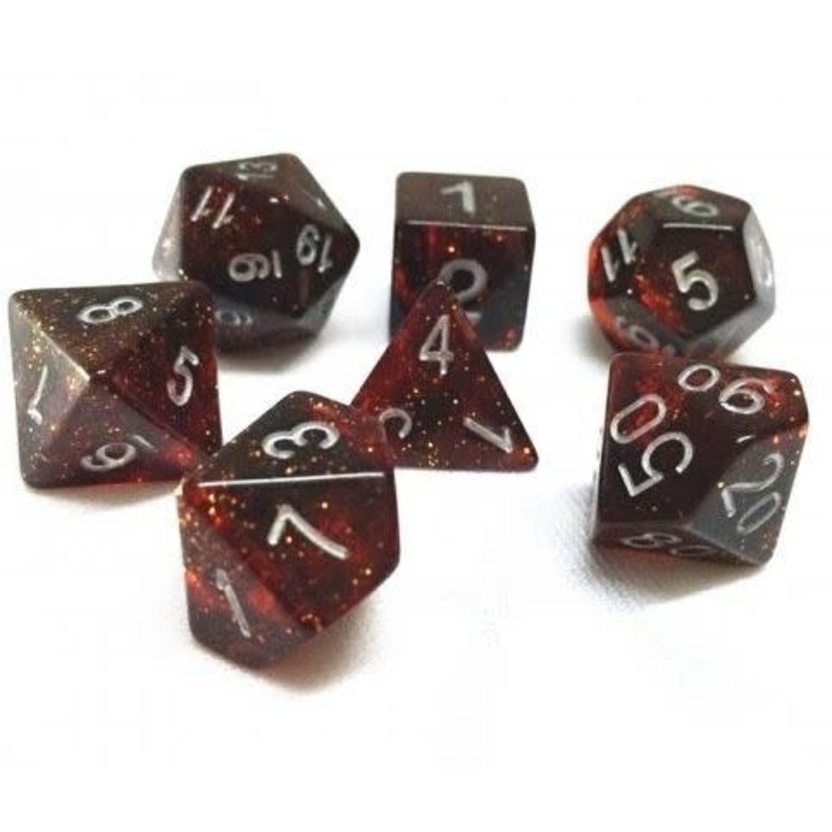 HD Glitter Dice: Red | 7 Die Resin Polyhedral Set