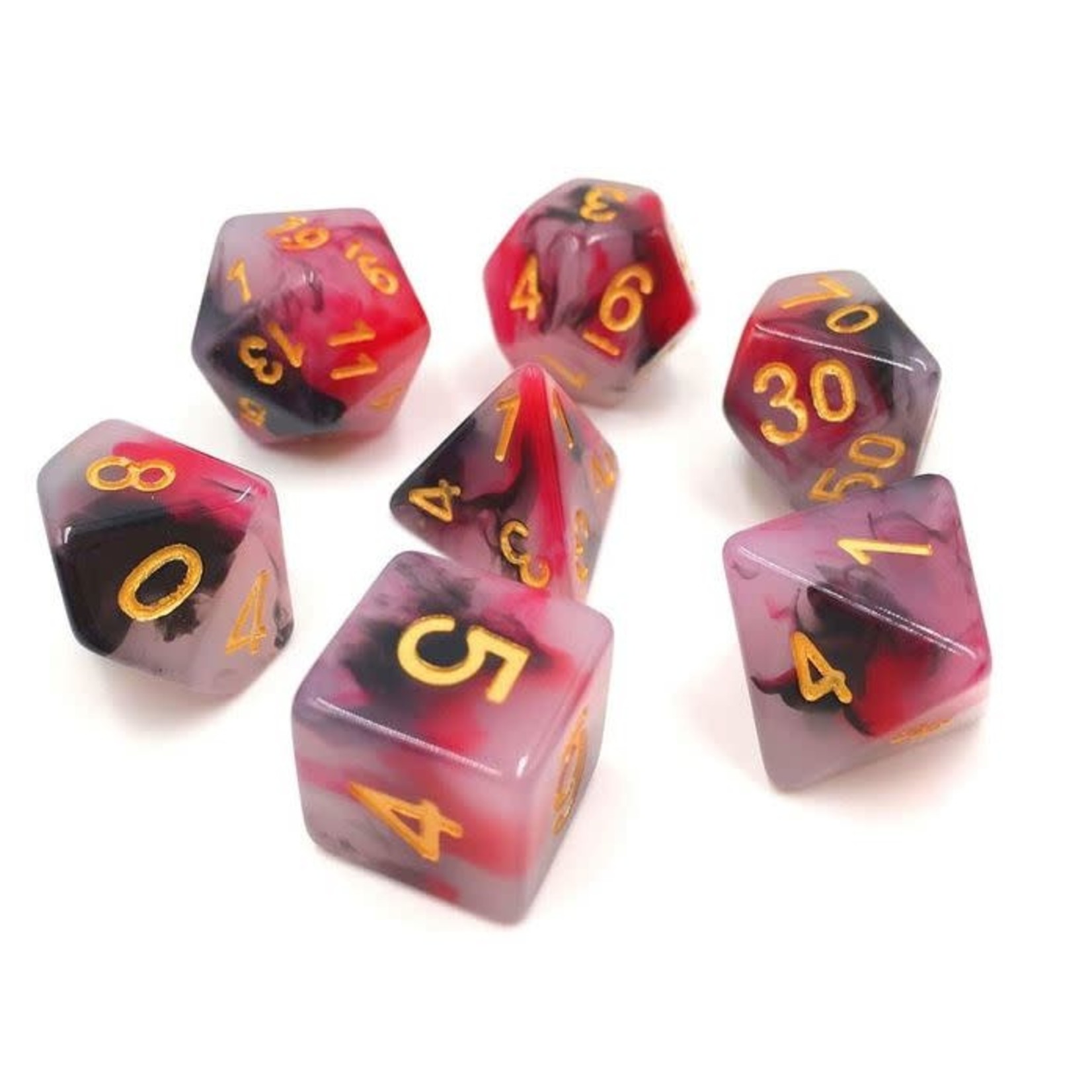 HD Jade Dice: Black and Red | 7 Die Resin Polyhedral Set