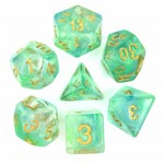 HD Pearl Swirl Dice: Blue and Green | 7 Die Resin Polyhedral Set