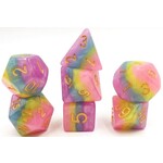 HD Layer Dice: Purple and Blue and Yellow and Pink | 7 Die Resin Polyhedral Set