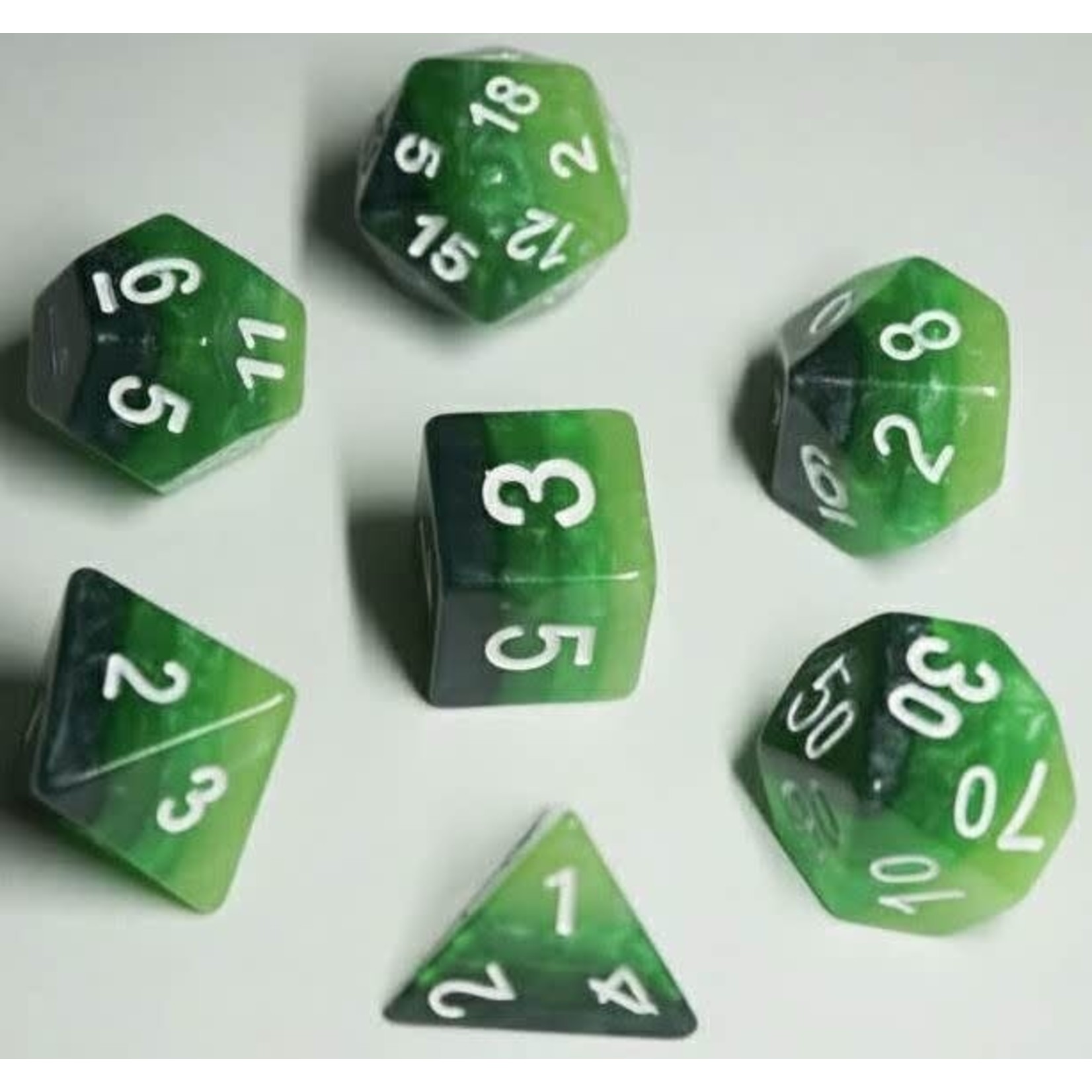 HD Layer Dice: Green Gradients | 7 Die Resin Polyhedral Set