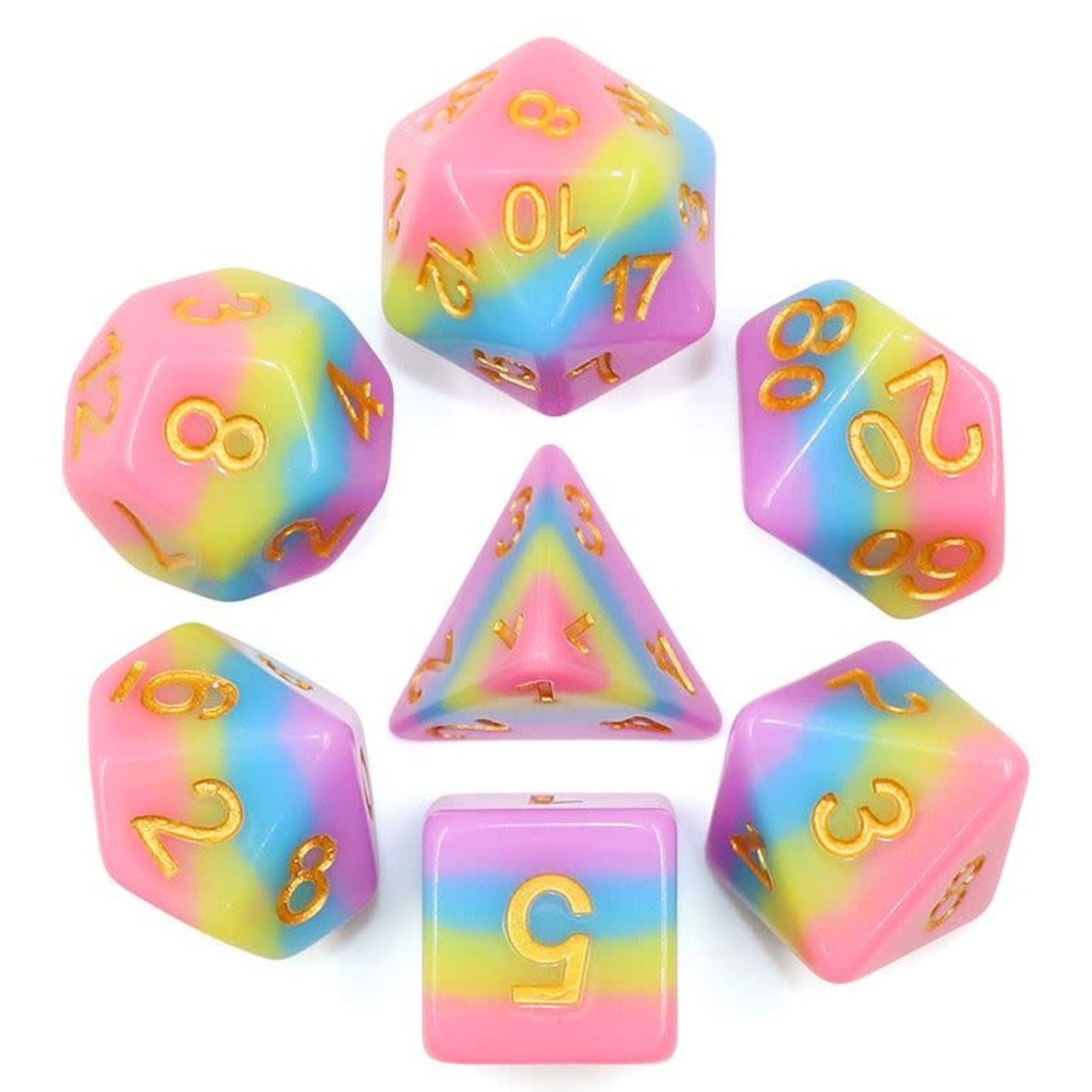 HD Layer Dice: Rainbow Bridge | 7 Die Resin Polyhedral Set
