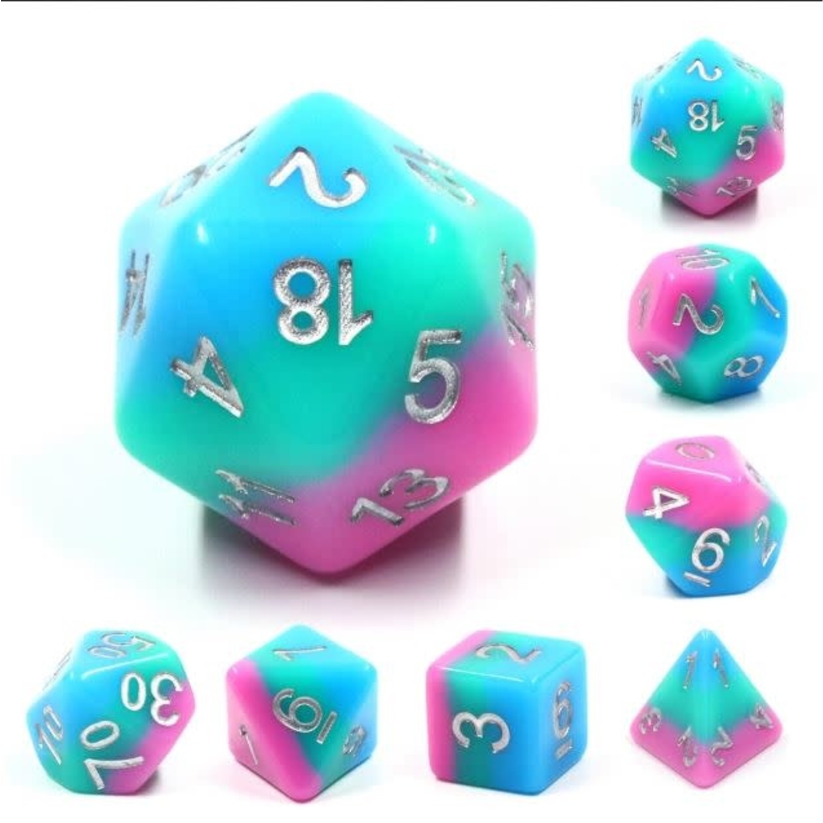 HD Layer Dice: Sakura Matcha | 7 Die Resin Polyhedral Set