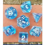 HD Transparent Layer Dice: Blue Gradients | 7 Die Resin Polyhedral Set