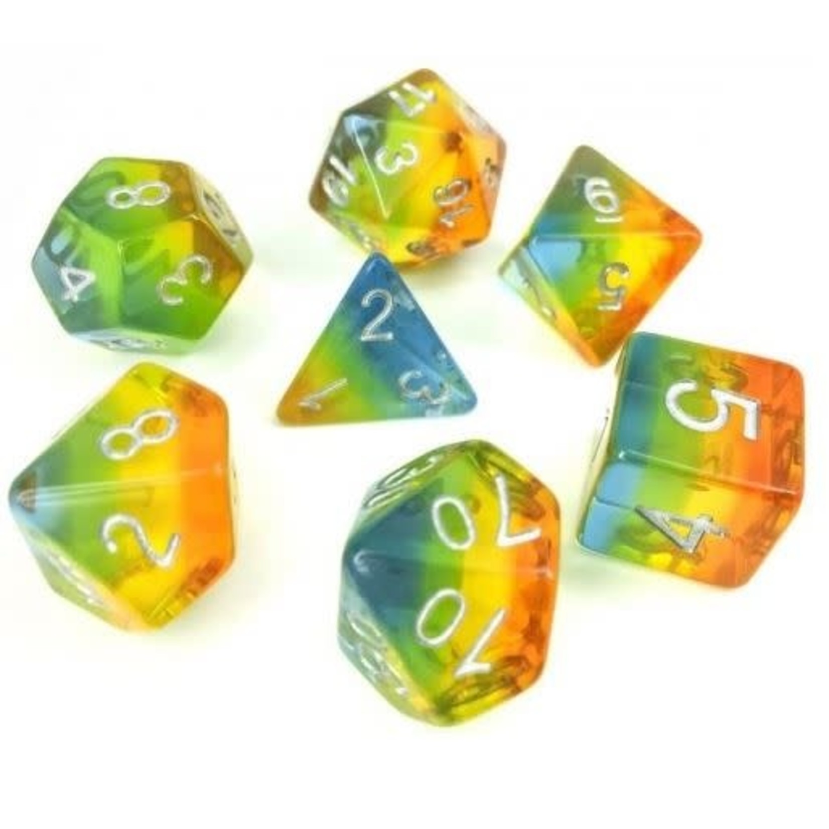 HD Transparent Layer Dice: Yellow Aurora | 7 Die Resin Polyhedral Set