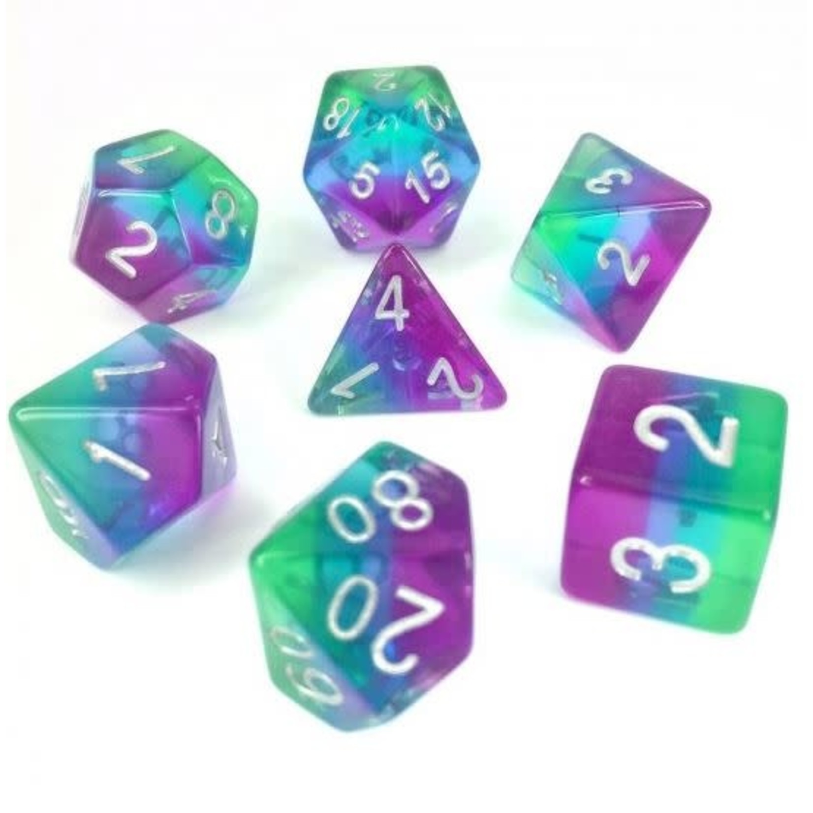 HD Transparent Layer Dice: Blue Aurora | 7 Die Resin Polyhedral Set