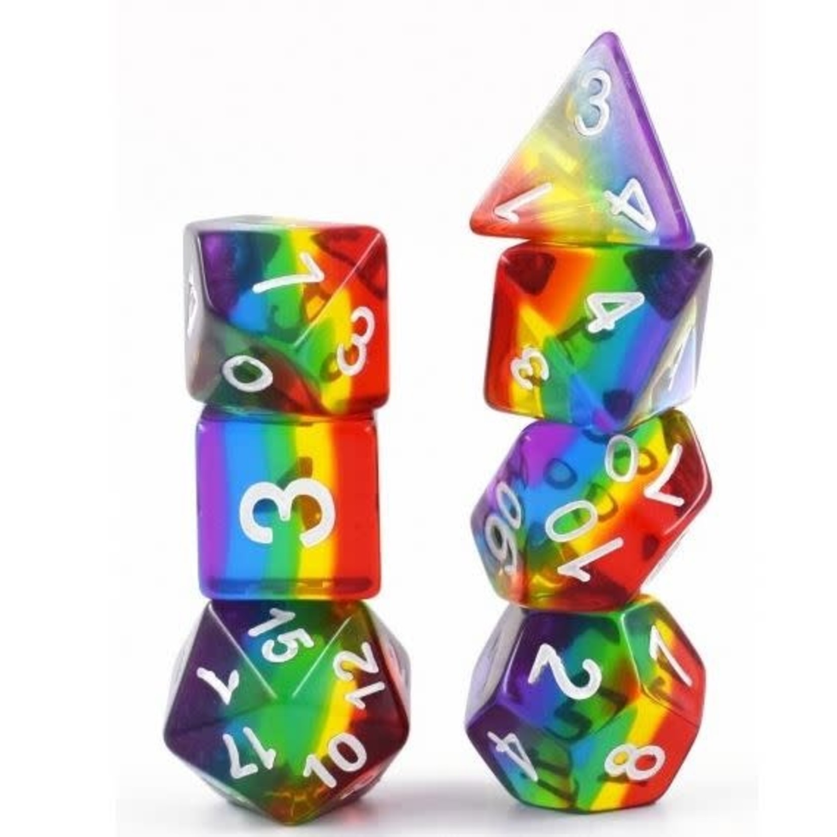 HD Transparent Layer Dice: Rainbow | 7 Die Resin Polyhedral Set