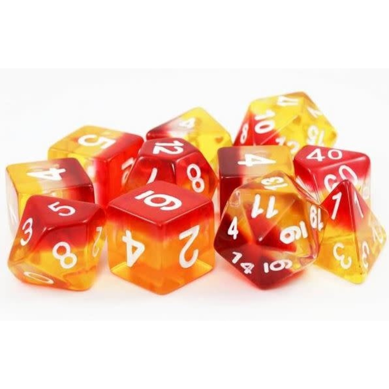 HD Transparent Layer Dice: Red and White and Yellow | 7 Die Resin Polyhedral Set