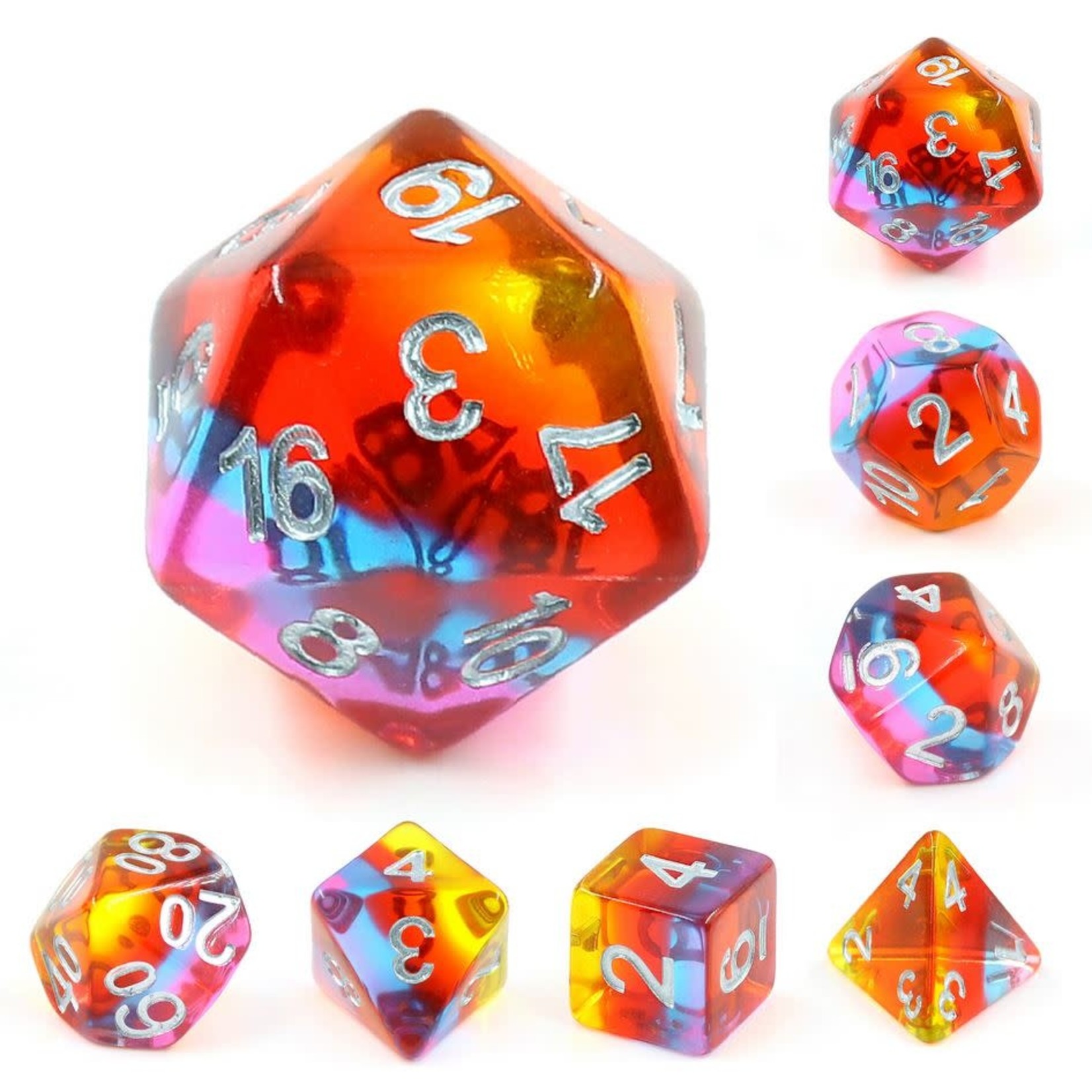 HD Transparent Layer Dice: Golden Time | 7 Die Resin Polyhedral Set
