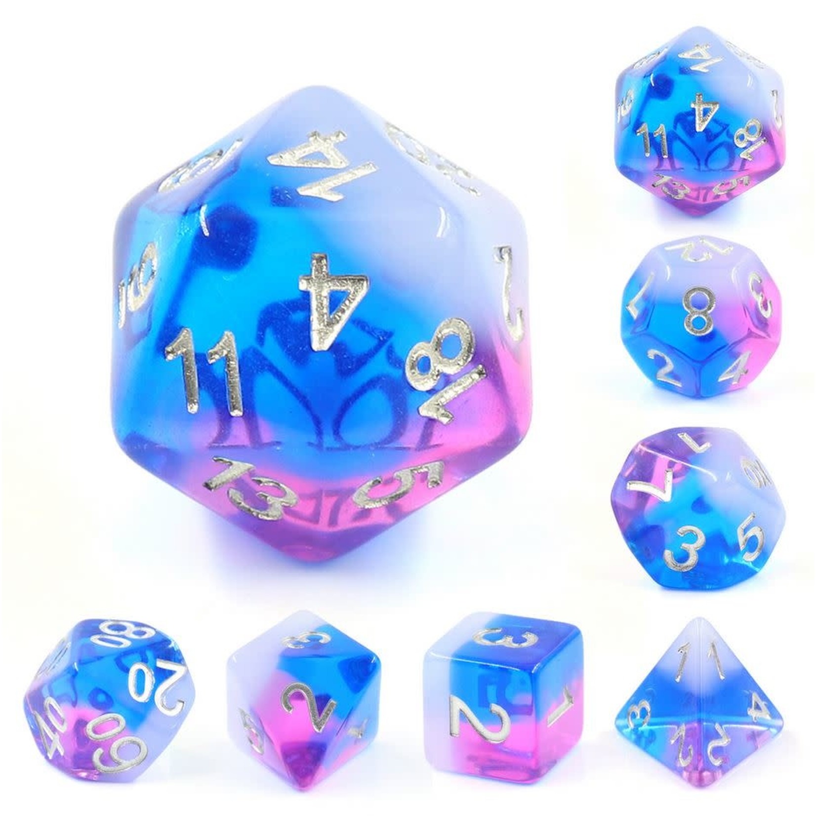 HD Transparent Layer Dice: Fae Flash | 7 Die Resin Polyhedral Set