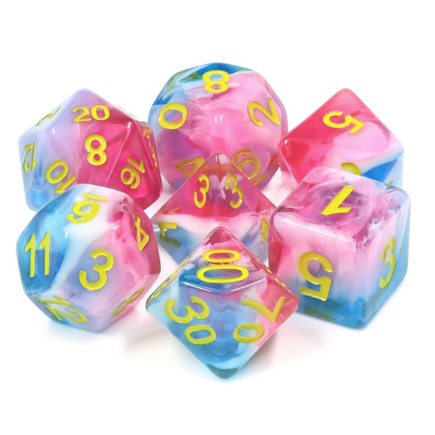 HD Transparent Layer Dice: Glacier Rose | 7 Die Resin Polyhedral Set