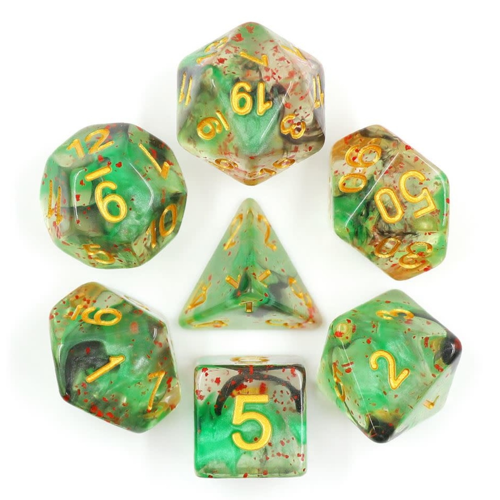 HD Luminous Dice: Evil Spell | 7 Die Resin Polyhedral Set
