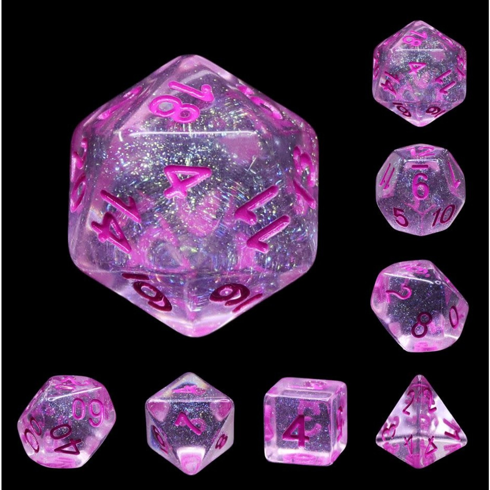HD Luminous Dice: Pink World | 7 Die Resin Polyhedral Set