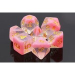 HD Snowglobe Dice: Cherry Blossom | 7 Die Resin Polyhedral Set