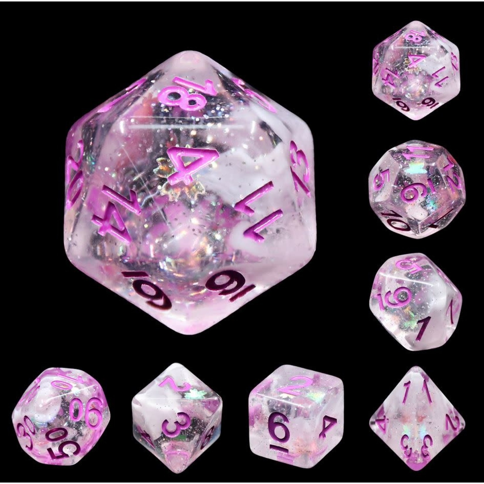 HD Flake Dice: Pink Memory | 7 Die Resin Polyhedral Set