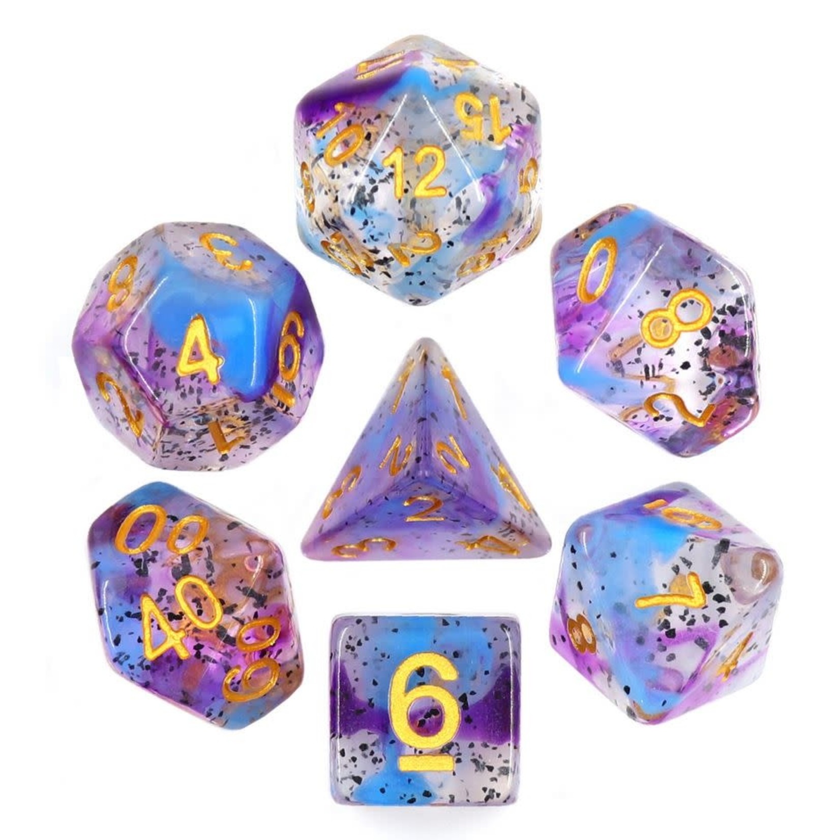 HD Swirl Particle Dice: Violet Sulfer | 7 Die Resin Polyhedral Set