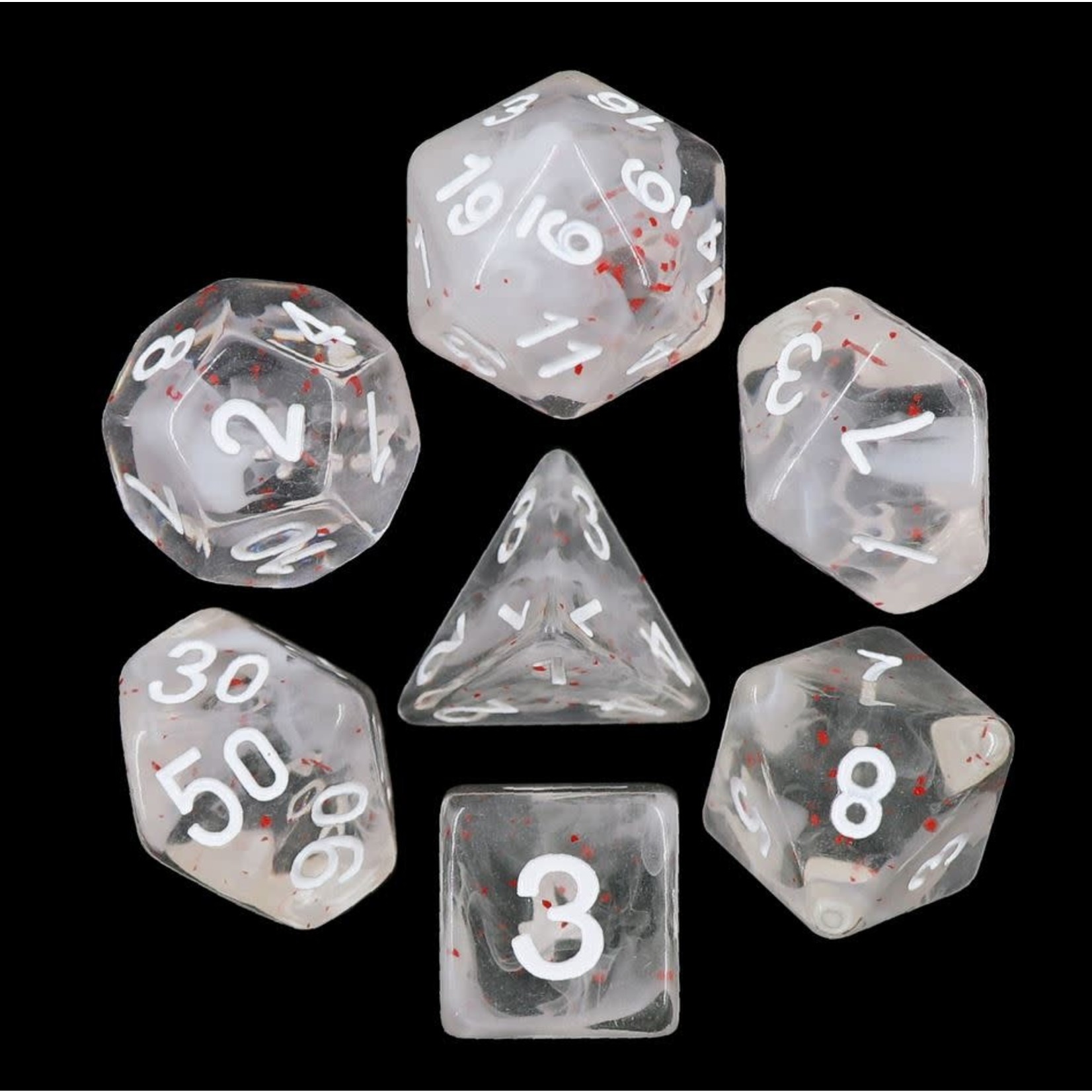 HD Swirl Particle Dice: Blossom Snowfall | 7 Die Resin Polyhedral Set