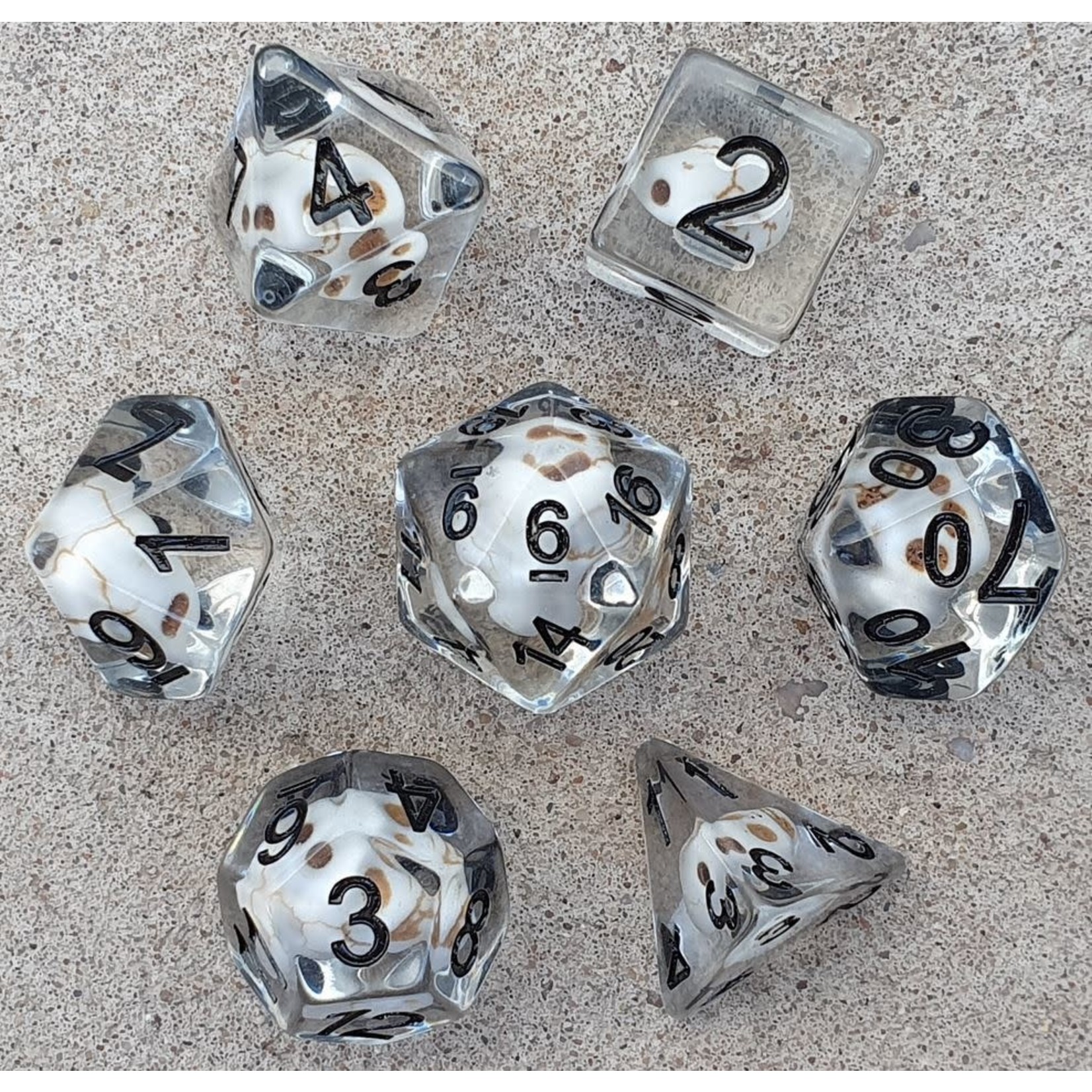 HD Skull Dice: Stone | 7 Die Resin Polyhedral Set