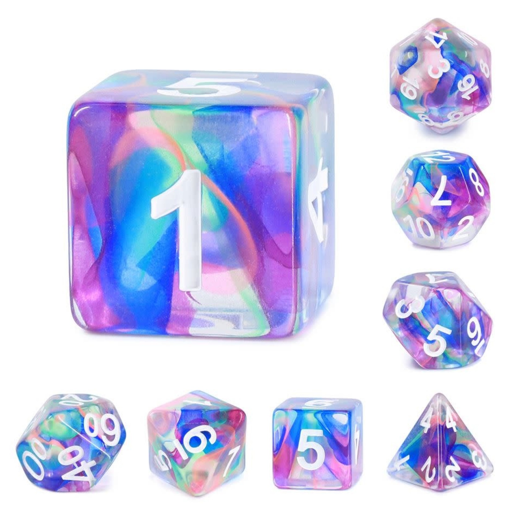 HD Ribbon Dice: Fairy's Tail | 7 Die Resin Polyhedral Set