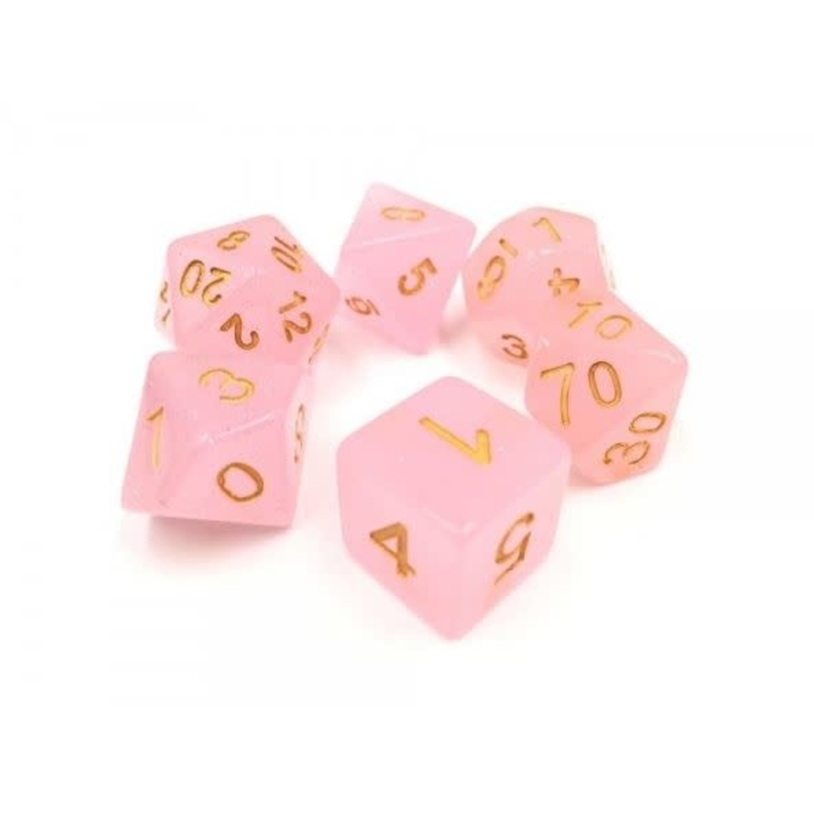 HD Translucent Glitter Dice: Pink | 7 Die Resin Polyhedral Set