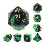 HD Blend Dice: Green and Black | 7 Die Polyhedral Set
