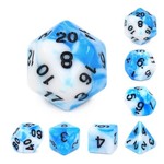 HD Blend Color Dice: Blue and White | 7 Die Acrylic Polyhedral Set