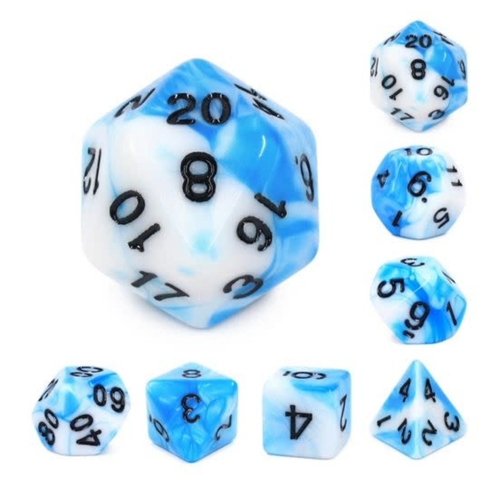 HD Blend Color Dice: Blue and White | 7 Die Acrylic Polyhedral Set