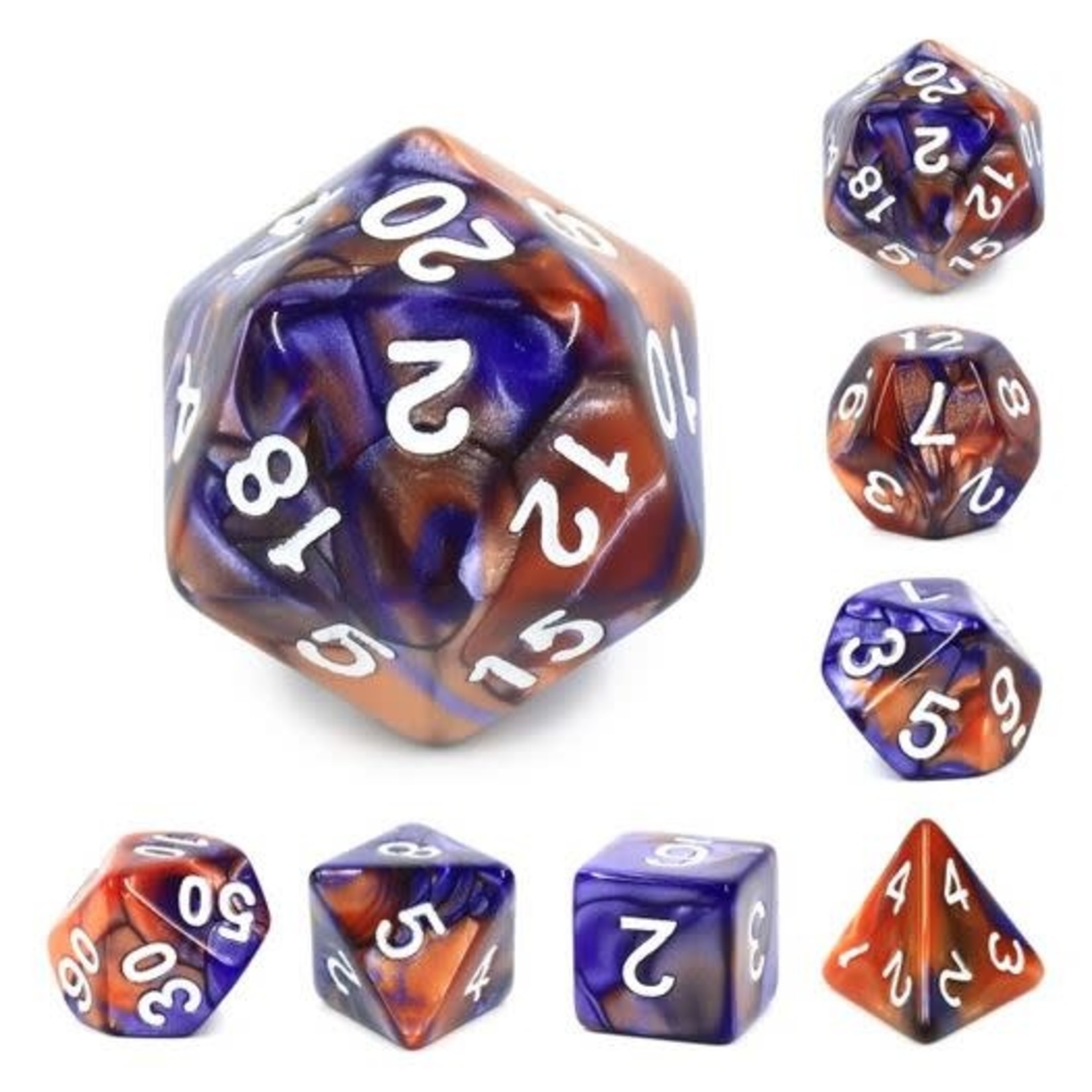 HD Blend Color Dice: Copper and Blue | 7 Die Acrylic Polyhedral Set
