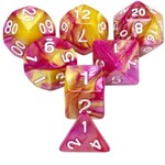 HD Blend Color Dice: Yellow and Rose Red | 7 Die Acrylic Polyhedral Set