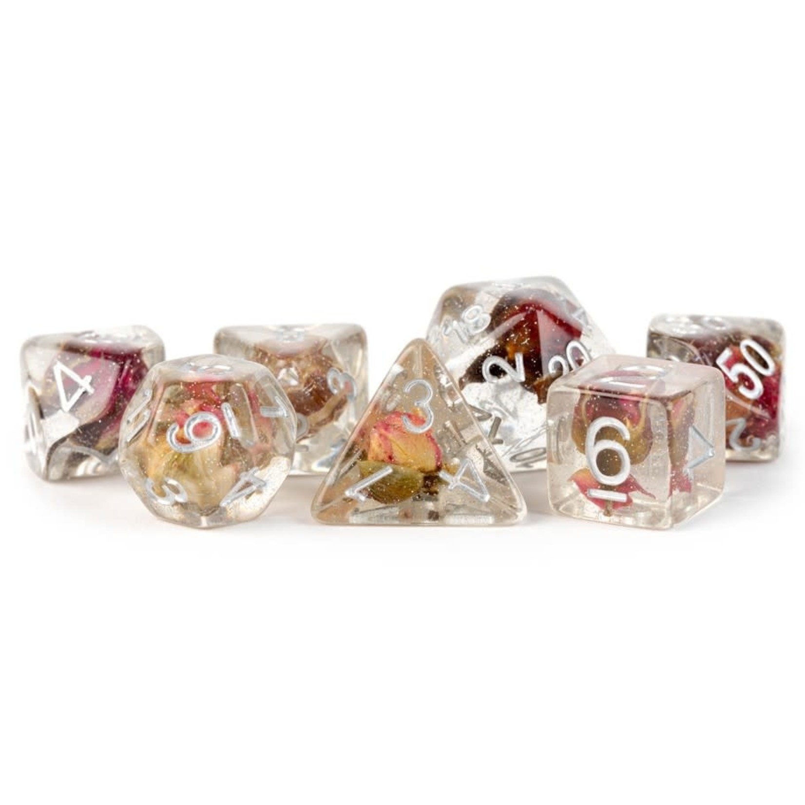 MDG Resin Dice: Rose | 16mm 7 Die Polyhedral Set MET 751