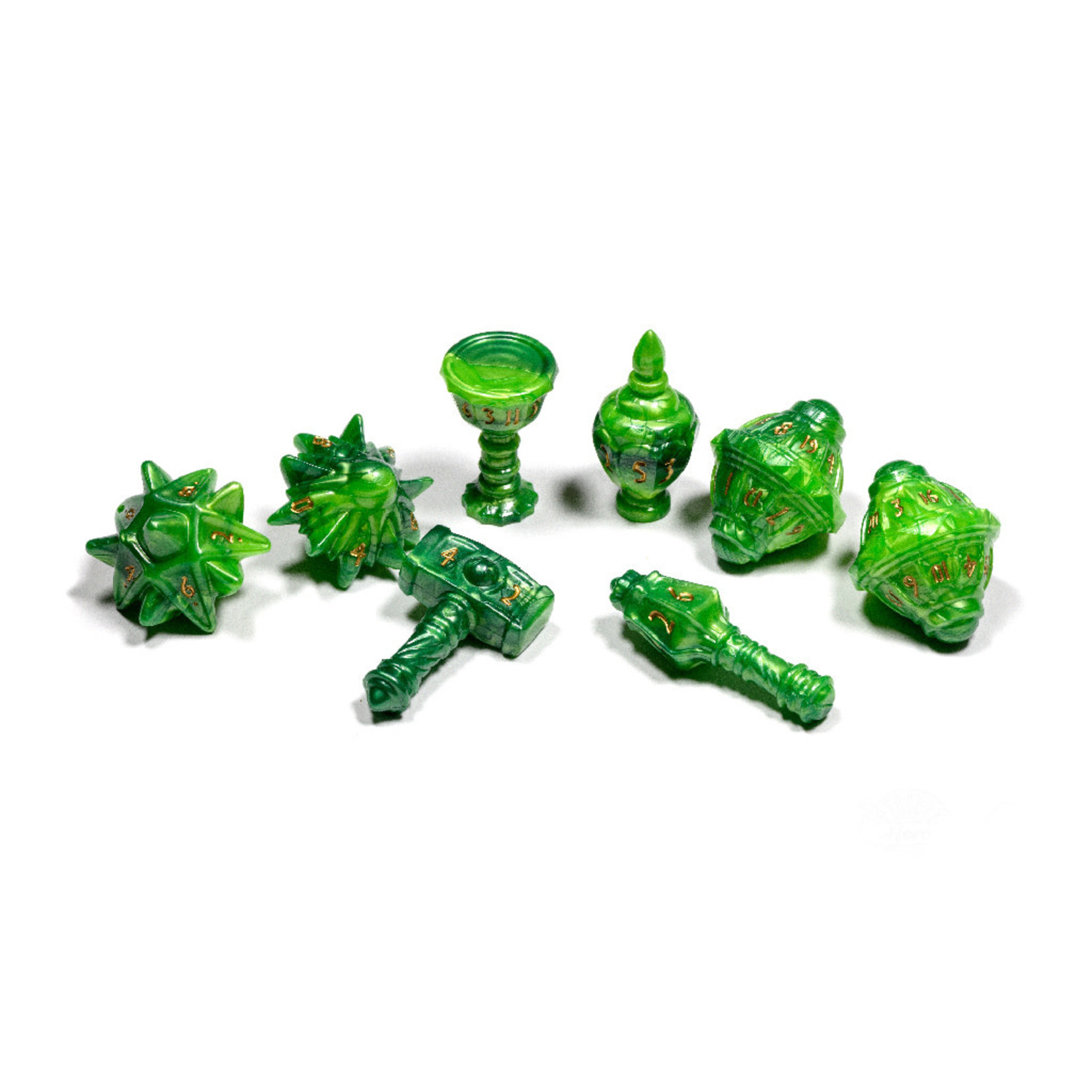 PolyHero Dice: Cleric 8 Dice Set Verdant Viridian