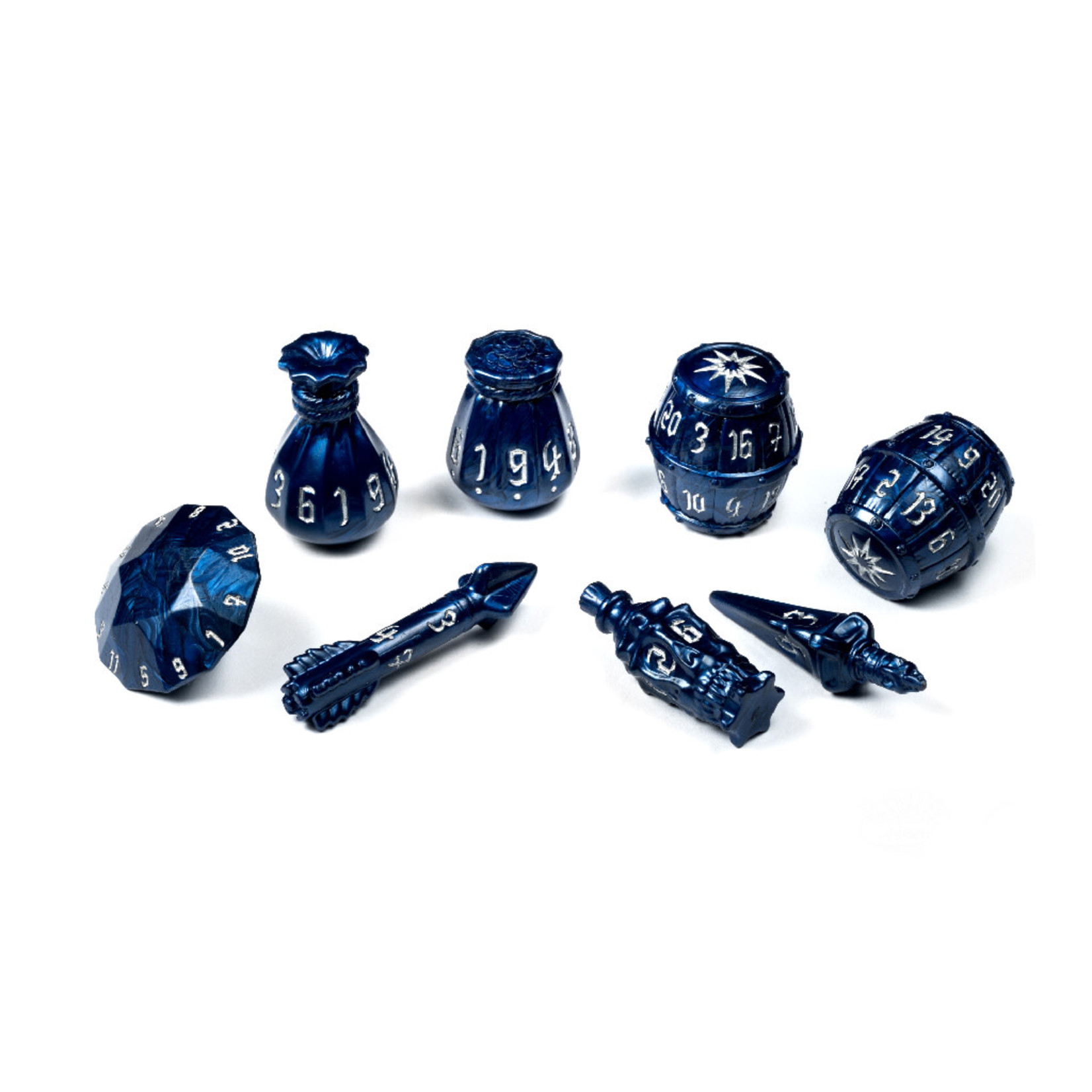 PolyHero Dice: Rogue 8 Dice Set Midnight Blue