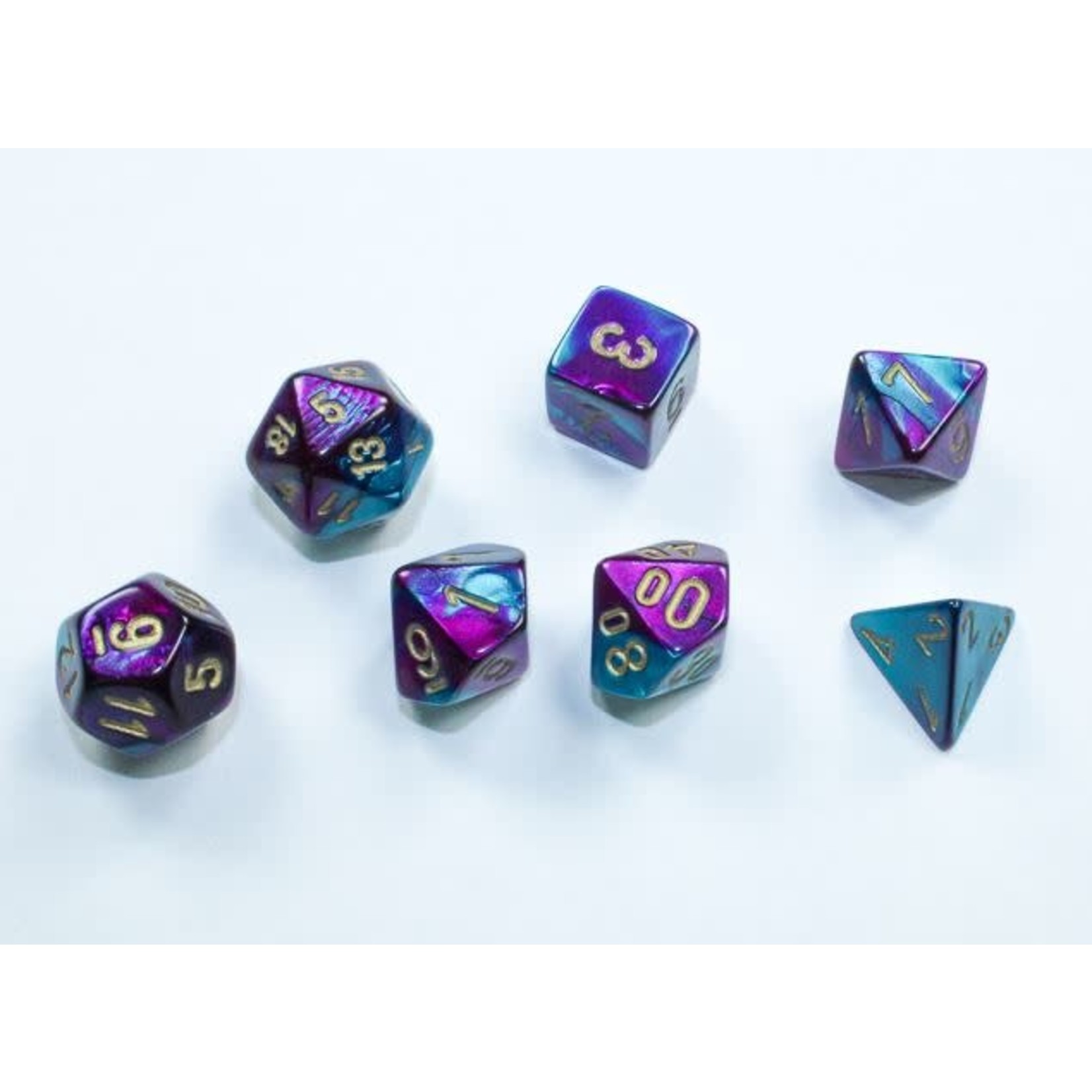 Chessex Gemini Purple-Teal / Gold | 7 Die Polyhedral Set | 20649