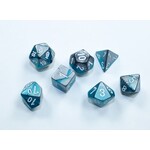 Chessex Gemini Steel-Teal / White | 7 Die Polyhedral Set | 20656