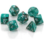 Chessex Mini Dice: Marble Oxi-Copper with White | 7 Die Polyhedral Set | 20403