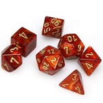 Chessex Mini Dice: Scarab Scarlet with Gold | 7 Die Polyhedral Set | 20414